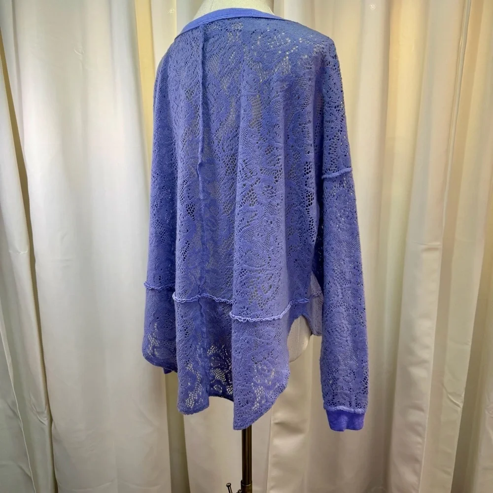 Free People ‘Not Cold In This Top’ Lace Long-Sleeve Top in Lavender Purple Small